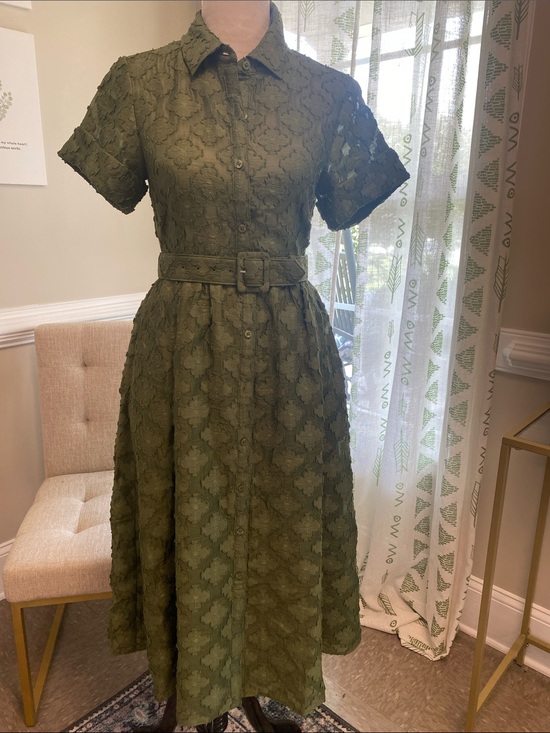 kate spade Dresses & Skirts - kate spade Olive Green Lace Belted Midi Dress